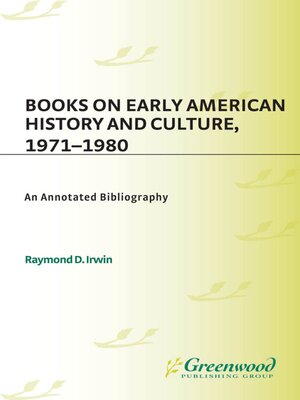 cover image of Books on Early American History and Culture, 1971-1980